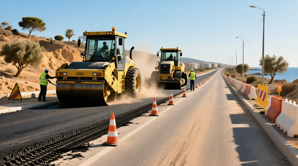 kktc yol altyapısı asfalt çalışması