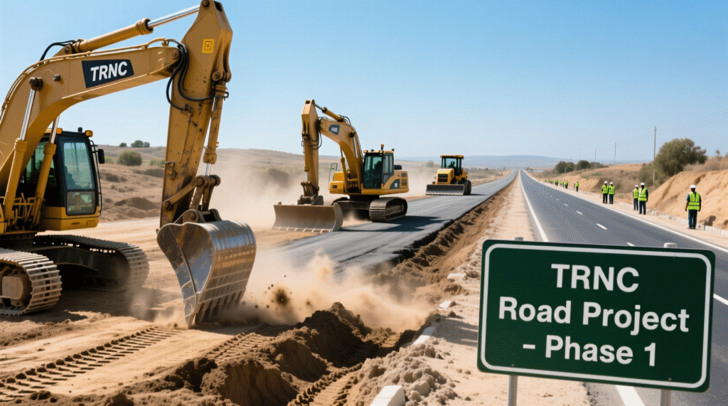 lefkoşa arsa içi yol inşaatı çalışması